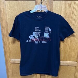 A.  Nautica Black Graphic Tee